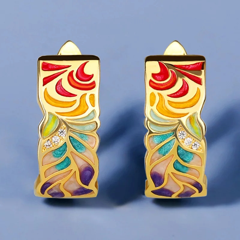 CERCEI ARGINT AURIT MULTICOLOR ELEGANT (4) Earrings Magic of Happiness