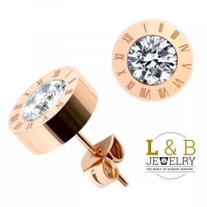 Earrings – Elegant Beauty Numerals Crystal- Rose gold color