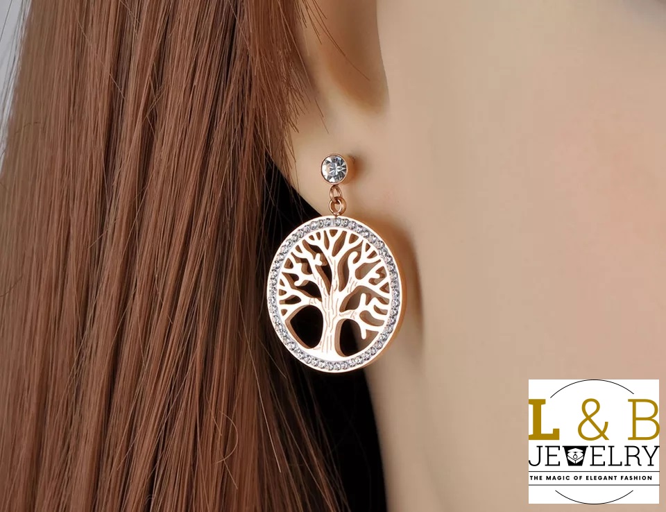 cercei rose gold tree of life (1) Earrings- Tree of Life