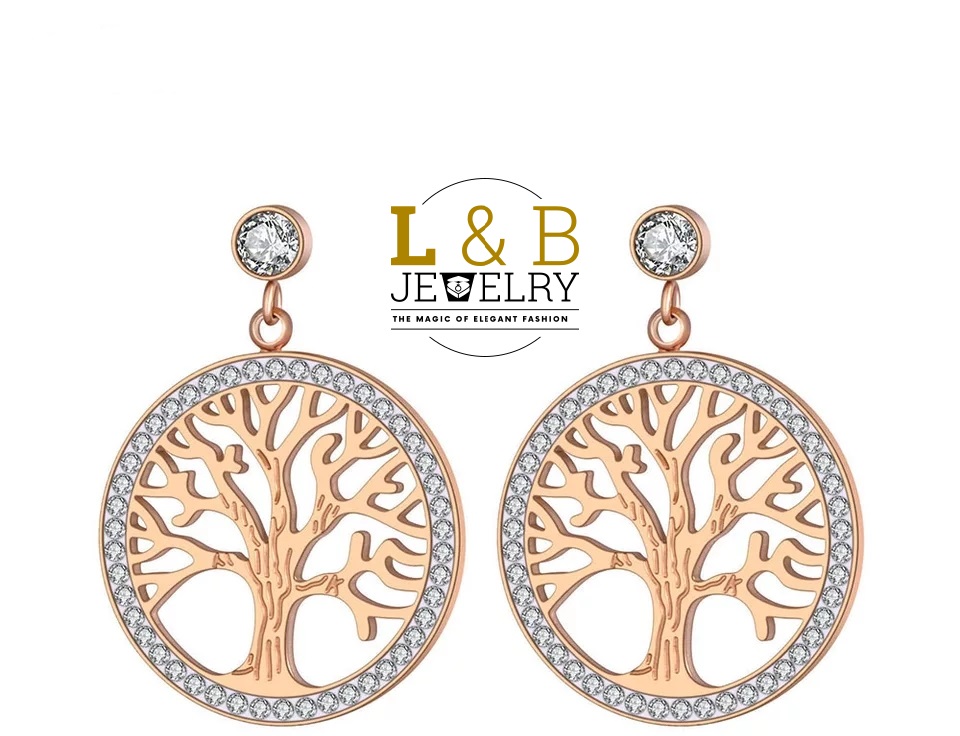 cercei rose gold tree of life (4) Earrings- Tree of Life
