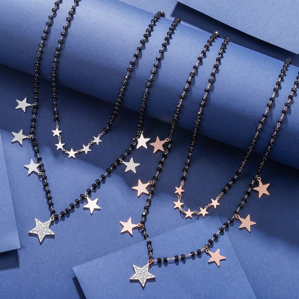 22781.jpg Necklace – Double Star – Silver Color