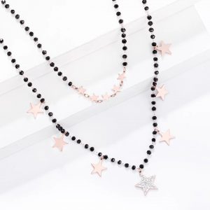 Necklace – Double Star -Rose Gold