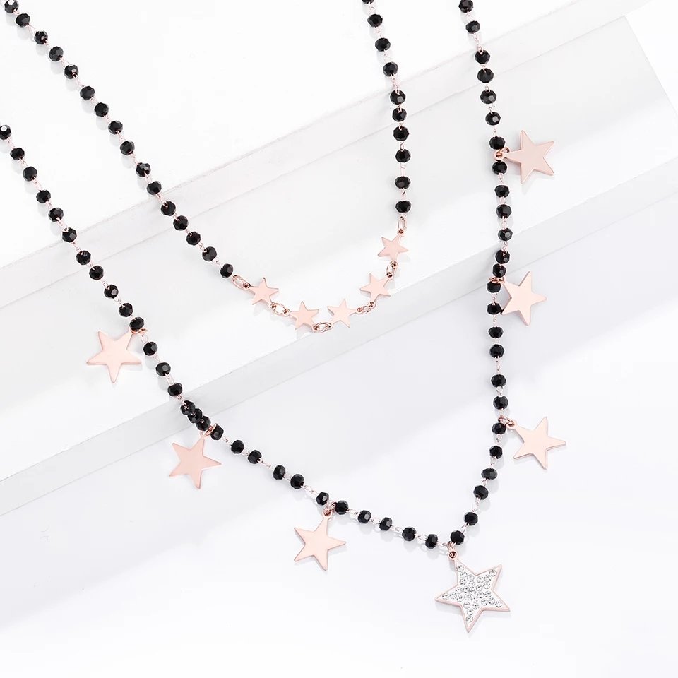 22782.jpg Necklace – Double Star -Rose Gold