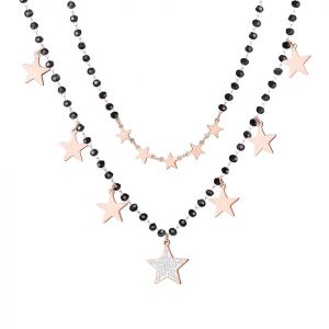 Necklace – Double Star -Rose Gold