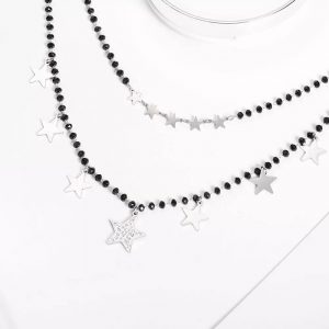 Necklace – Double Star – Silver Color