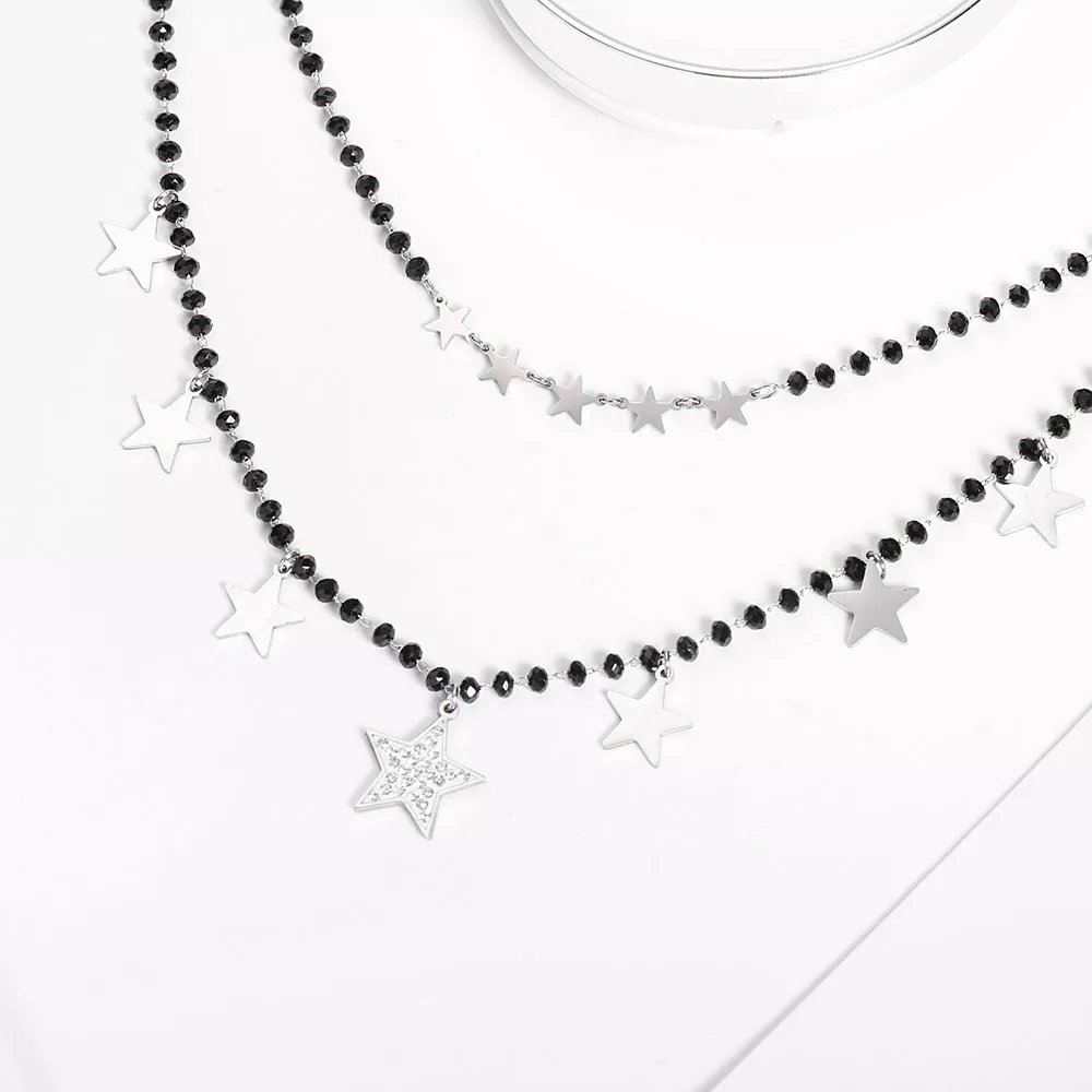 22797.jpg Necklace – Double Star – Silver Color