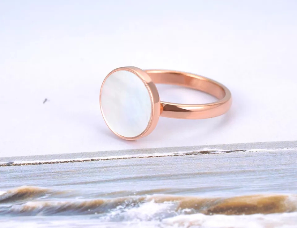 INEL STAINLESS STEEL CU SIDEF (7) Ring – LB Jewelry white sidef Rose Gold Color