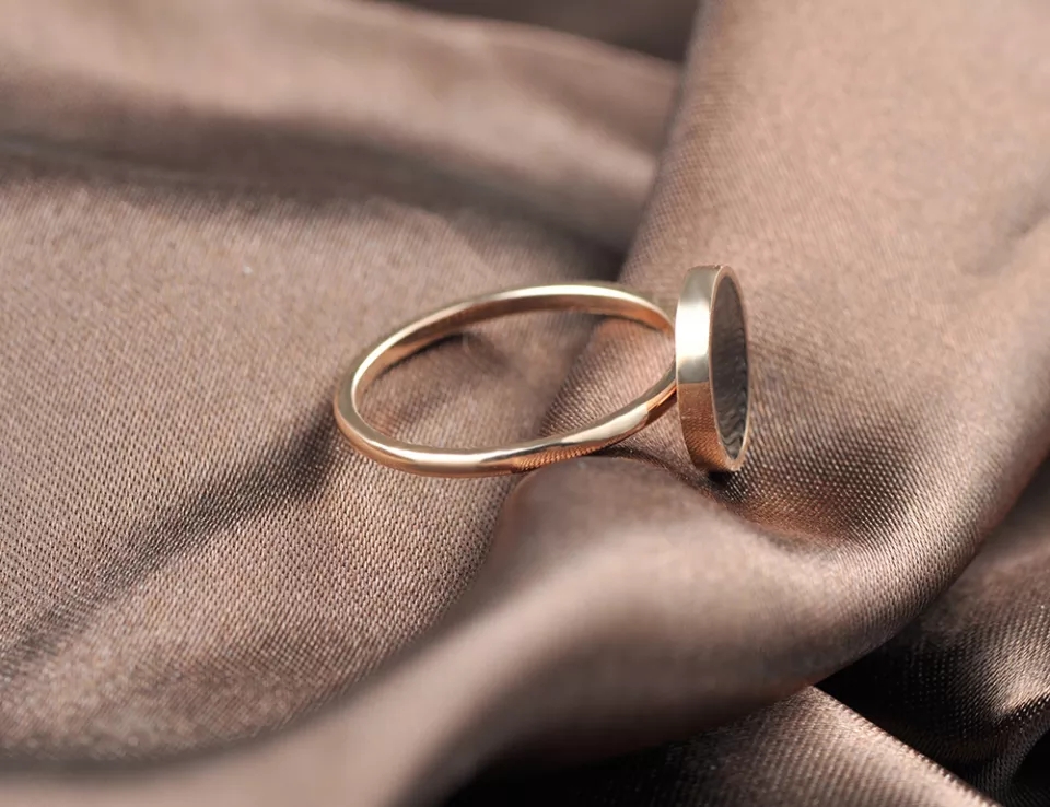 RING STAINLESS STEEL BLACK ACRYL (6) Ring – LB Jewelry ROSE GOLD/BLACK